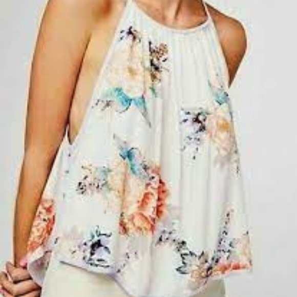 Free People Tops - Free People Break Free Tank Top White Floral